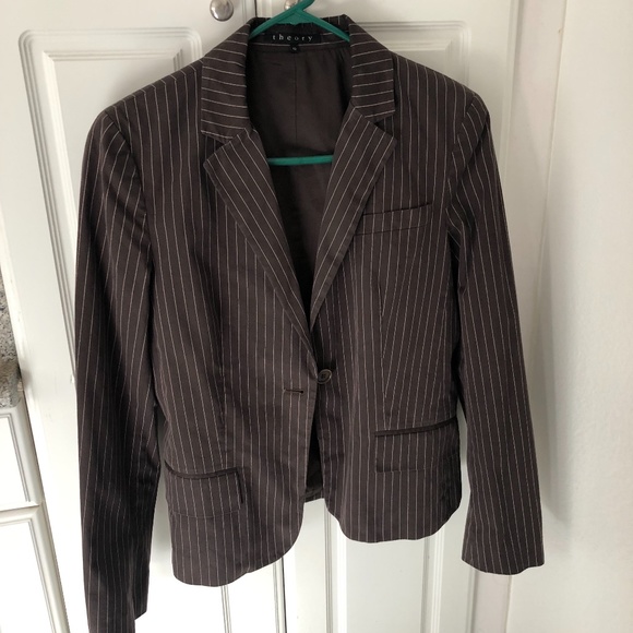 Theory Brown Striped Blazer Size 10 - Picture 1 of 5
